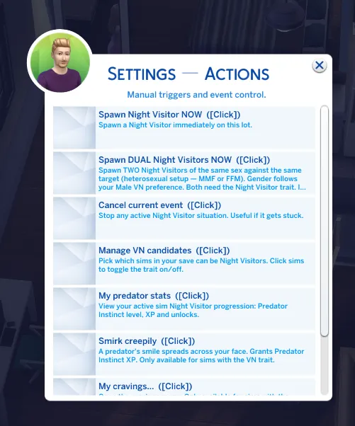 The Actions category: manual triggers that ignore the clock.